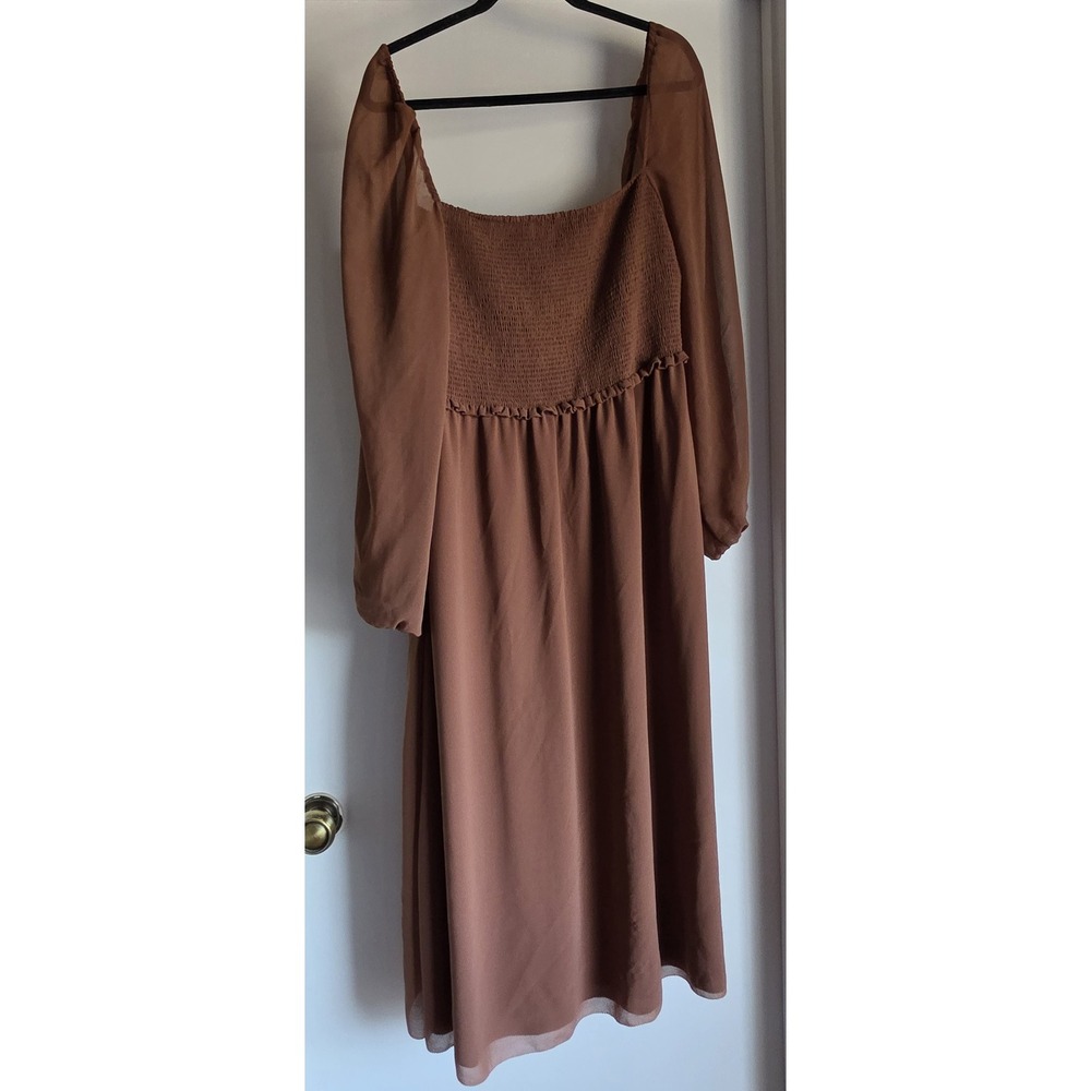 Wilfred Maxi Dress XL Brown Square Neck Long Sleeve Solid Romantic Gown